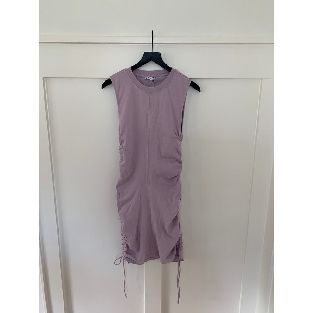 Zara Mini Tank Dress in Lavender Large Bodycon Jersey Knit Ruched Stretch Party